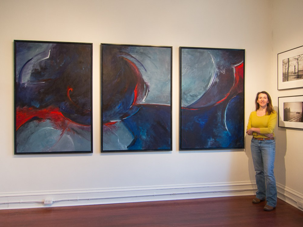 Lisa Strazza With Large Abstract Painting