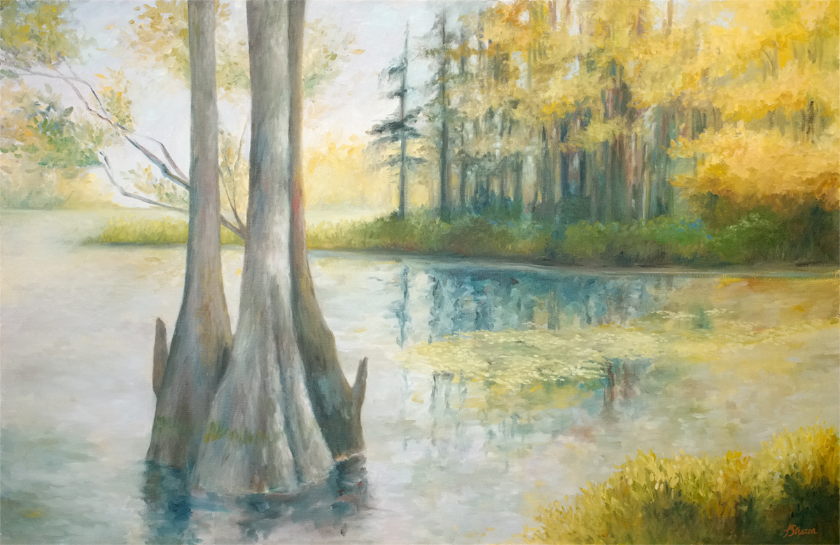 Cypress in Autumn painting by Lisa Strazza