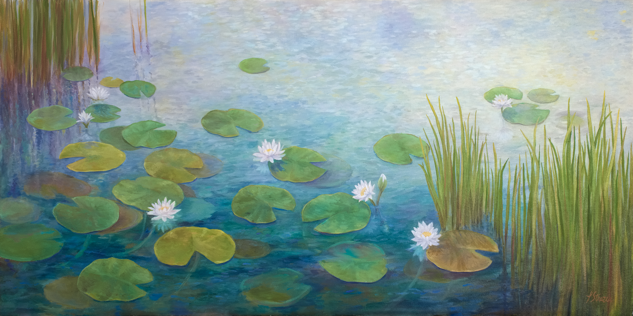 Waterlilies painting by Lisa Strazza