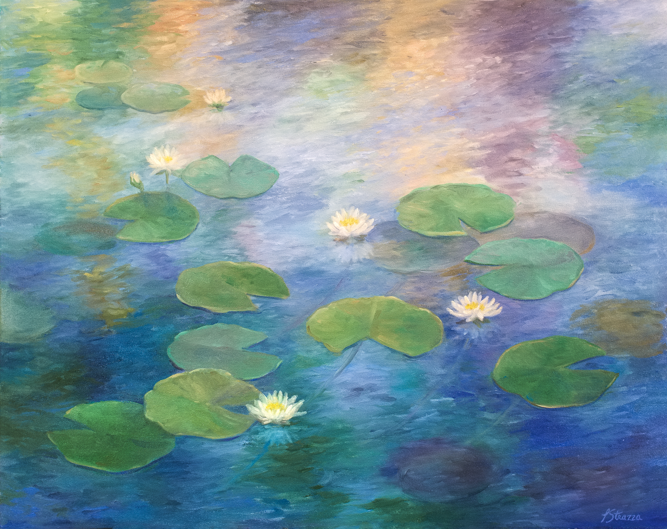 Peaceable Lilly Pond - Painting by Lisa Strazza - Print version