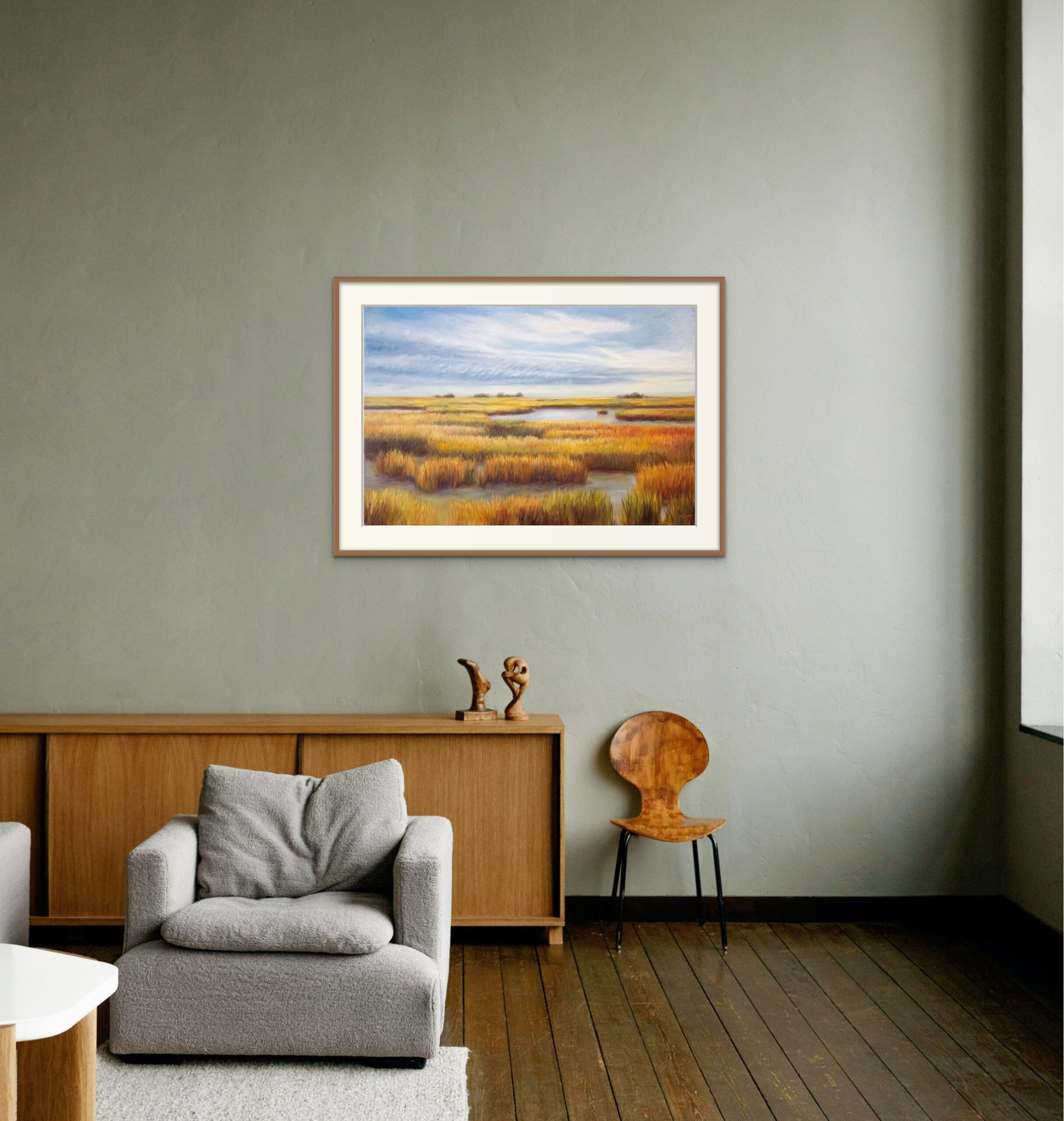 Carolina Salt Marsh - Painting by Lisa Strazza - Living Room